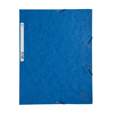 Image of Exacompta Ref. 55502E 1 folder with elastic bands pockets 3 flaps in 400 g/m2 glossy card dimensions 24 x 32 cm for A4 format documents blue color