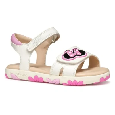 Image of Geox Haiti GIRL Sandals for kids, Size: 11.5K, White/dark pink Pu