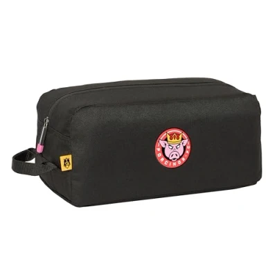 Image of Safta Kings League PORCINOS Medium Shoe Rack, Multi purpose, Pencil Case, Sport, Extracurricular Football, Comfortable and Versatile, 34 x 18 15 cm, Black, Black/White, Estándar, Casual