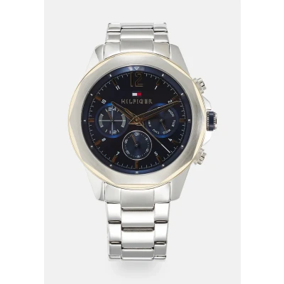 Image of Tommy Hilfiger Chronograph watch silvercolored/blue, Men&#039;s, Size: One Size, Silver colored/blue
