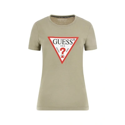 Image of Guess Original Print Tshirt, Women&#039;s, Size: Small, Olivgrün