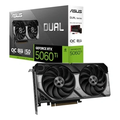 Image of Asus Dual NVIDIA GeForce RTX 5060 Ti 8GB GDDR7 OC Edition Graphics Card (PCIe 5.0, DLSS 4, HDMI 2.1b, DisplayPort 2.5 Slot, Axial Fans, 0dB Technology, BIOS)