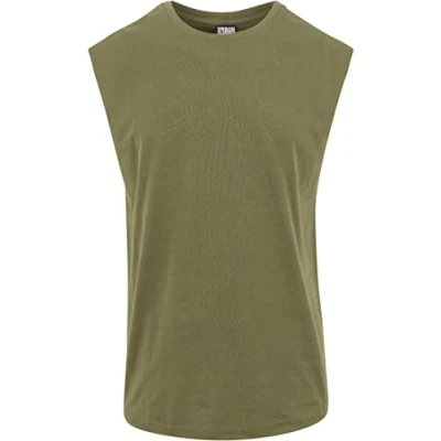 Image of Urban Classics OPEN EDGE Sleeveless Top, Men&#039;s, Size: XL, Olive