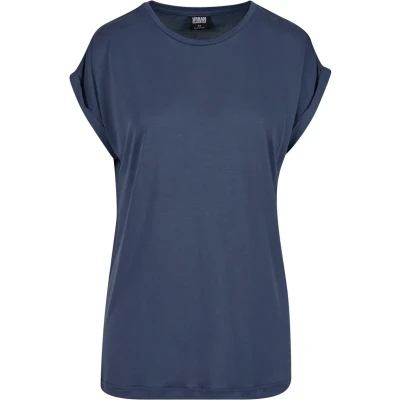 Image of Urban Classics Women&#039;s Ladies Modal Extended Shoulder Tee T Shirt, Vintage Blue., M