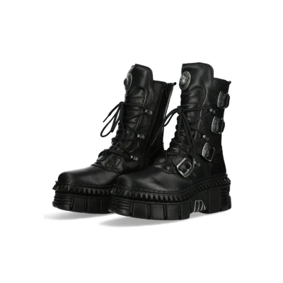 Image of New Rock Laceup ankle boots, Size: 3.5, Zwart Leather