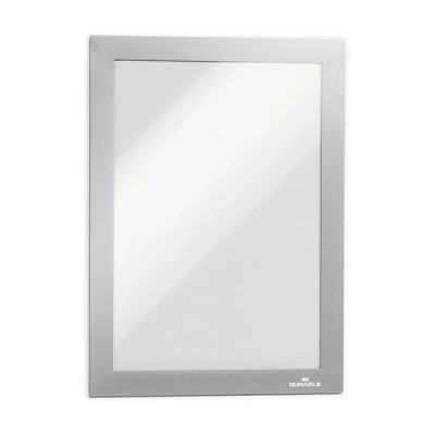 Image of Durable DURAFRAME Magnetic Frame A5 Format In Silver Pack of 5 Frames Document for Professional Internal Signage
