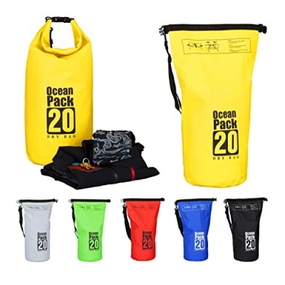 Image of Relaxdays Dry Bag, 20L, Waterproof Ocean Backpack, Ultralight Gear for Kayaks, Boating, Skiing, Sailing, Yellow