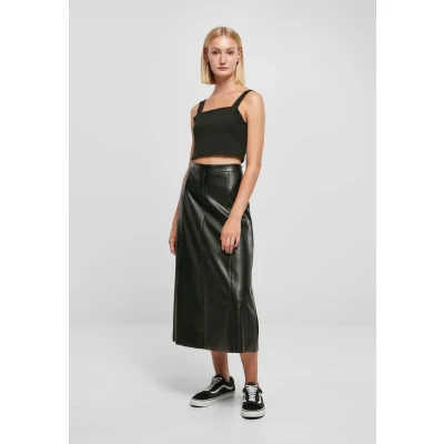 Image of Urban Classics Women&#039;s Synthetic Leather Midi Skirt, Black, XS