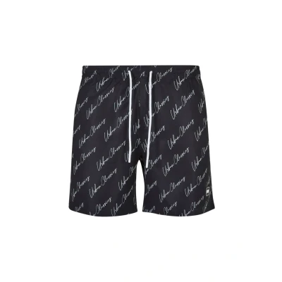 Image of Urban Classics Pattern Swimming shorts, Men&#039;s, Size: 4XL, Blackscriptlogo