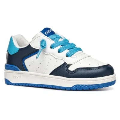 Image of Geox Washiba BOY Trainers for kids, Size: 9K, White/azure Imitation leather/ textile