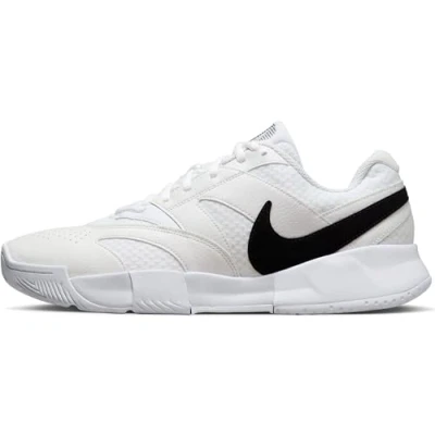 Image of Nike Performance Court LITE 4 Multicourt tennis shoes, Men&#039;s, Size: 6/6.5, White/black/summit white Imitation leather/ textile