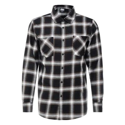 Image of Urban Classics Checked Flanell Shirt 6 Shirt, Men&#039;s, Size: XS, Black/white