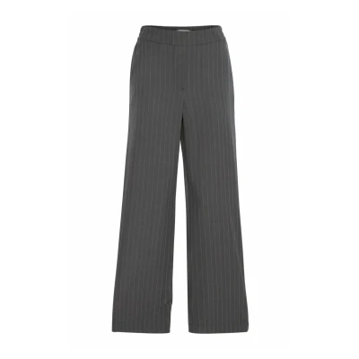 Image of b.young Mmmidde Trousers, Women&#039;s, Size: 6, Dark grey mel pinstripe mix