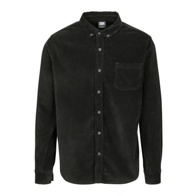 Image of Urban Classics Corduroy Shirt Shirt, Men&#039;s, Size: 3XL, Black