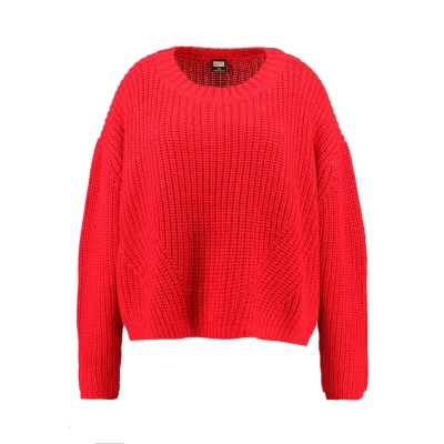 Image of Urban Classics Curvy Ladies WIDE Oversize Jumper, Women&#039;s, Size: XXL, Fire red