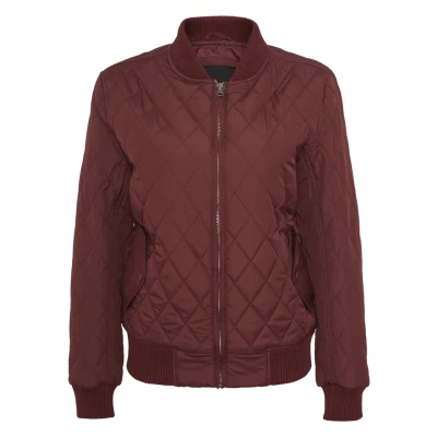 Image of Urban Classics Women&#039;s Ladies Diamond Quilt Nylon Jacket, Red (burgundy 606), L