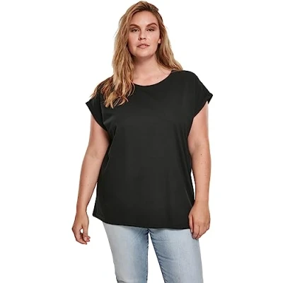 Image of Urban Classics Extended Shoulder TEE Basic Tshirt, Women&#039;s, Size: Large, Black