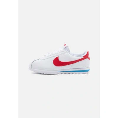 Image of Nike Sportswear Cortez Trainers, Women&#039;s, Size: 2.5, White/varsity red/varsity blue Leather
