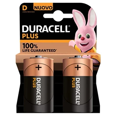 Image of Duracell battery alkaline mn1300 lr20 d 1.5v 100% extra life blister 2 pcs 12738