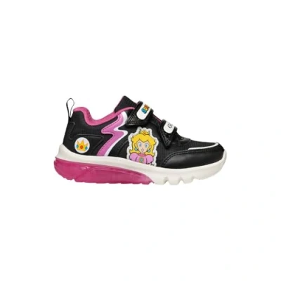 Image of Geox Nintendo Ciberdron GIRL Light UP Trainers for kids, Size: 3, Black/fuchsia Imitation leather/ textile
