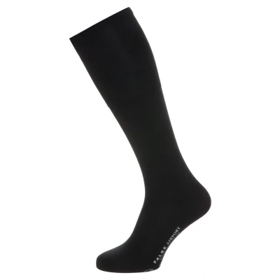 Image of FALKE Men&#039;s Airport M Kh Wool Cotton Long Plain 1 Pair Knee High Socks, Black 3000, 13 14, 14