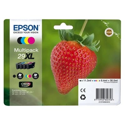 Image of Epson Multipack 29XL Strawberry, Original XL High Yield Ink Cartridges, 4 Colors Black, Cyan, Magenta, Yellow