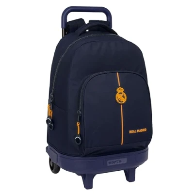 Image of Safta Real Madrid 2nd Team 24/25 Large Backpack with Wheels, Compact, Removable, Ideal for Children of Different Ages, Comfortable and Versatile, Quality Resistance, 33 x 22 45 cm, Navy Blue,