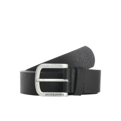 Image of JACK &amp; JONES Men&#039;s Leather Belt 2 Pack Set Faux Bundle with Metal Buckle JACHARRY, Black, 105