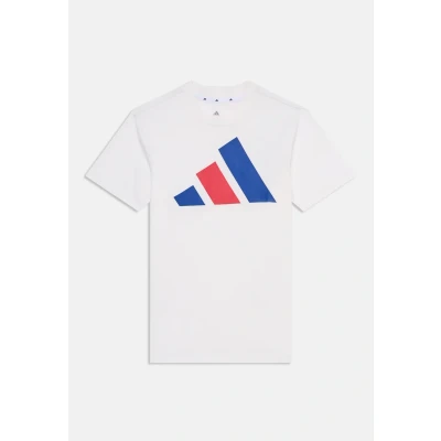 Image of adidas Performance Essentials Junior Unisex Print Tshirt for kids, Size: 15 16y, White/team royal blue/pure ruby