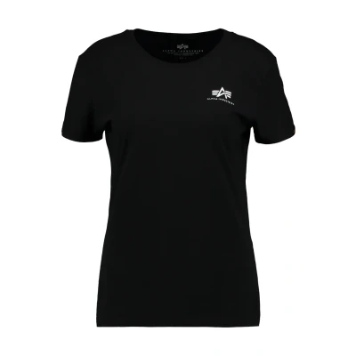 Image of Alpha Industries Basic T Small LOGO Tshirt, Women&#039;s, Size: XS, Black