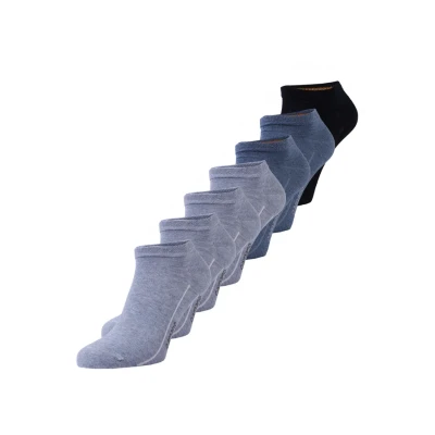 Image of camano SOFT Sneaker BOX 7 PACK Socks, Size: 2.5 5, Denim melange/stone melange/navy