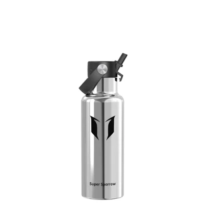 Image of Super Sparrow Water Bottle Stainless Steel Metal 500ml Insulated Bottles with Straw Lid BPA Free Kids Flask for Gym, Travel, Sports