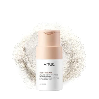 Image of ANUA Rice ENZYME BRIGHTENING CLEANSING POWDER, Mask, Ceramide, Gentle Face Cleanser for Lightening, Radiant Skin, Korean Skin Care, Fragrance Free, 40g/1.41fl.oz.