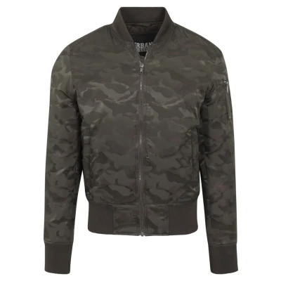 Image of Urban Classics Men&#039;s Tonal Camo Bomber Jacket, Green (Dark Olive 551), L