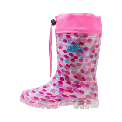 Image of LICO Power Blinky Wellies for kids, Size: 12.5K, Pink/rosa/türkis Synthetics/textile