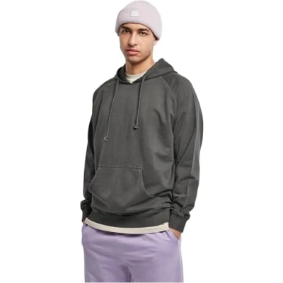 Image of Urban Classics Overdyed Hoody Hoodie, Men&#039;s, Size: Medium, Blackbird