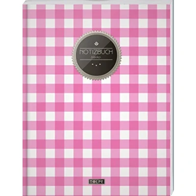 Image of TULPE Blanko Notizbuch A4 „C133 Gingham Style“ (140+ Seiten, Vintage Softcover, Seitenzahlen, Register, Weißes Papier Dickes Notizheft, Skizzenbuch, Zeichenbuch, Blankobuch, Sketchbook)