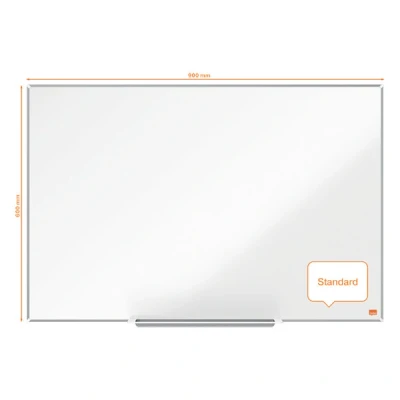 Image of Nobo Magnetic Steel Whiteboard With Pen Tray, 900 x 600mm, Slim Trim Frame, InvisaMount Mounting System, Impression Pro, 90 60cm, White,1915402