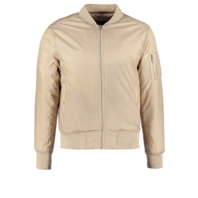 Image of Urban Classics Basic Bomber Jacket, Men&#039;s, Size: Small, Beige