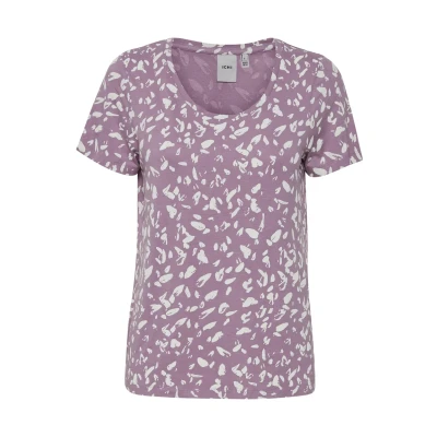 Image of ICHI Ihlisa Print Tshirt, Women&#039;s, Size: Large, Lavender mist