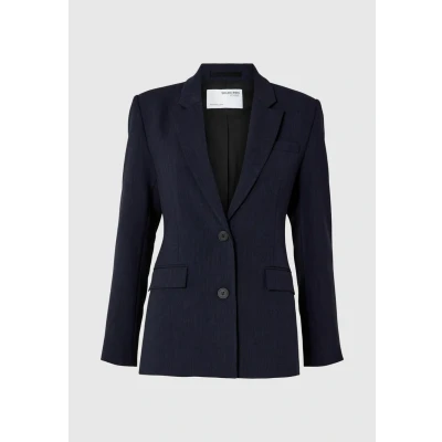 Image of SELECTED FEMME Women&#039;s Slfrita Ls Classic Blazer DSM Noos, Dark Sapphire/Detail: Melange, 16