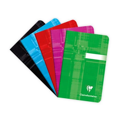 Image of Clairefontaine Ref 63596C Staple bound Notebook (48 Sheets) 9 x 14cm Size, Lined Rulings, 90gsm Brushed Vellum Paper, Laminated Cardboard Cover Assorted Colours (Pack of 10)