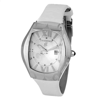 Image of Chronotech Mens Analogue Quartz Watch with Leather Strap CT7693J 02, White, 45MM,
