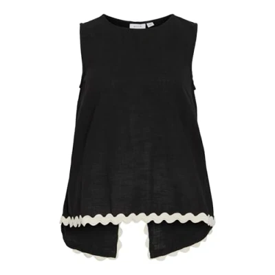 Image of Vila Women&#039;s Vimanda Wavy O Neck S/L Top, black beauty, 12