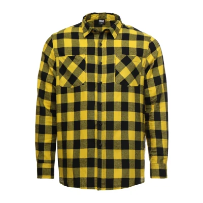Image of Urban Classics Checked Shirt, Men&#039;s, Size: 5XL, Honey/black
