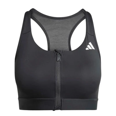 Image of adidas Performance Powerreact Medium support ZIP BRA sports bra, Women&#039;s, Size: XSxA B, Black