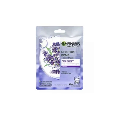 Image of Garnier Moisture Bomb Lavender Hydrating Face Sheet Mask X 3