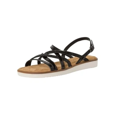 Image of Tamaris Damen Sandalen Leder Sommer; BLACK COMB/schwarz; 39 EU