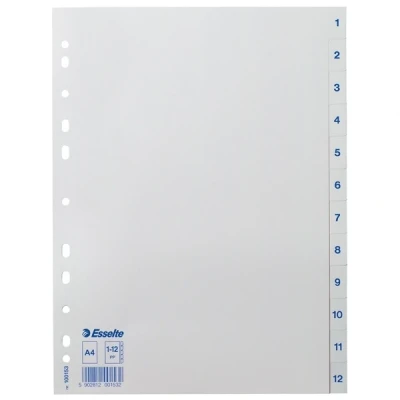 Image of Leitz Economy 112 Plastic dividers, A4, PP, 12 Sheets, White