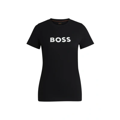 Image of BOSS Elogo Print Tshirt, Women&#039;s, Size: XS, Black